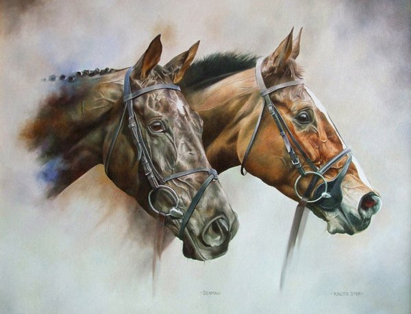 Gold Cup Duo - Kauto Star & Denman by Joanna Stribbling